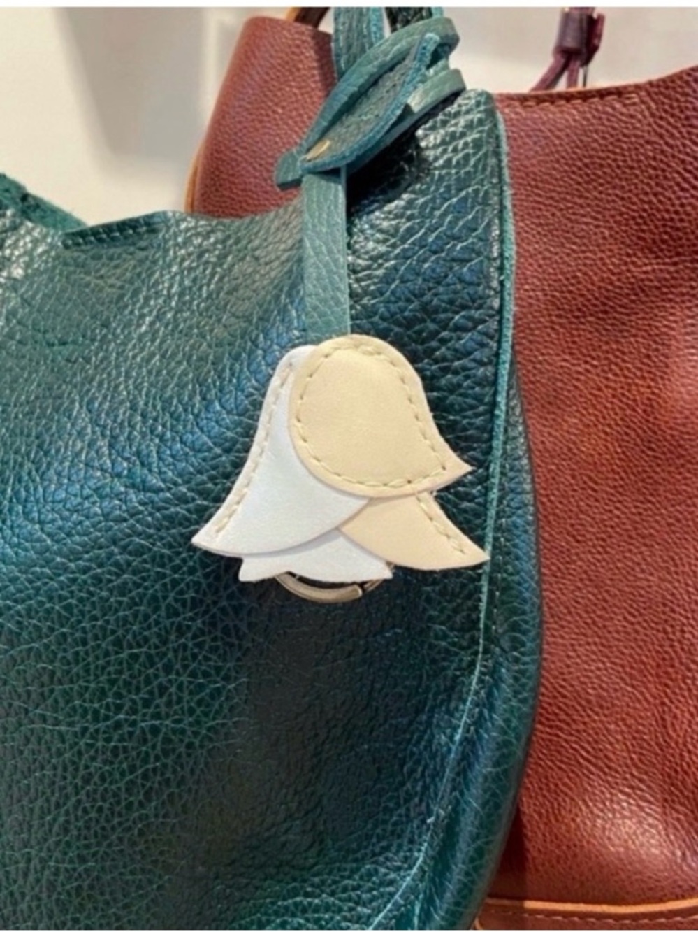 Portland Leather Rose in Dragon Bone and Pearl Bag Charm Bag Flair